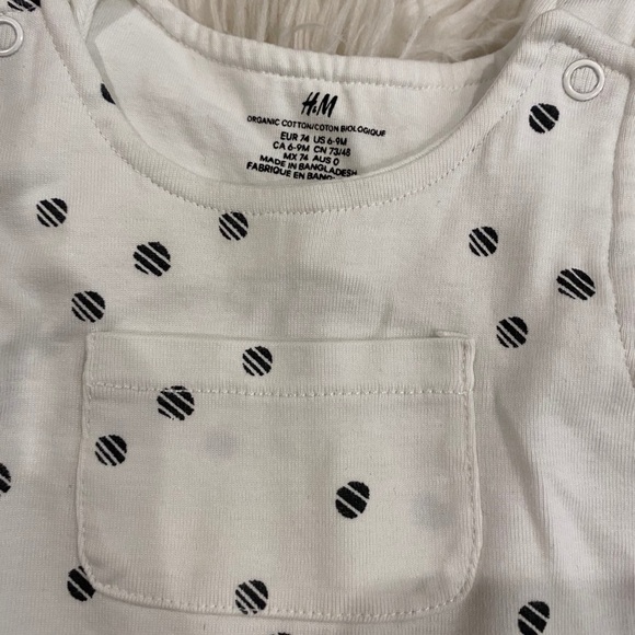 H&M romper sleeveless polka dot white 6/9m organic cotton - Picture 3 of 3